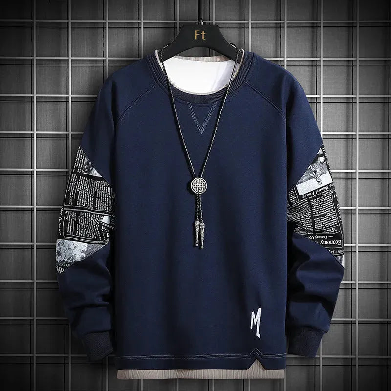 Men's Round Neck Youth Fashion All-match Long-sleeved T-shirt - Bellarte Enchanté Men's Round Neck Youth Fashion All-match Long-sleeved T-shirt